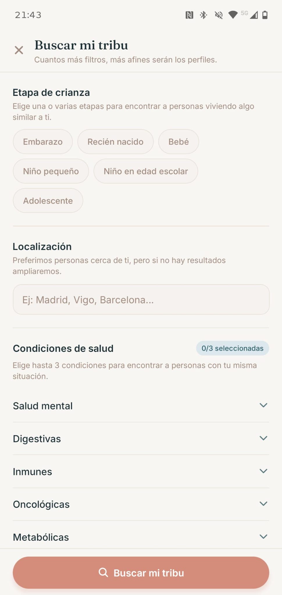 Búsqueda de personas afines en Marea